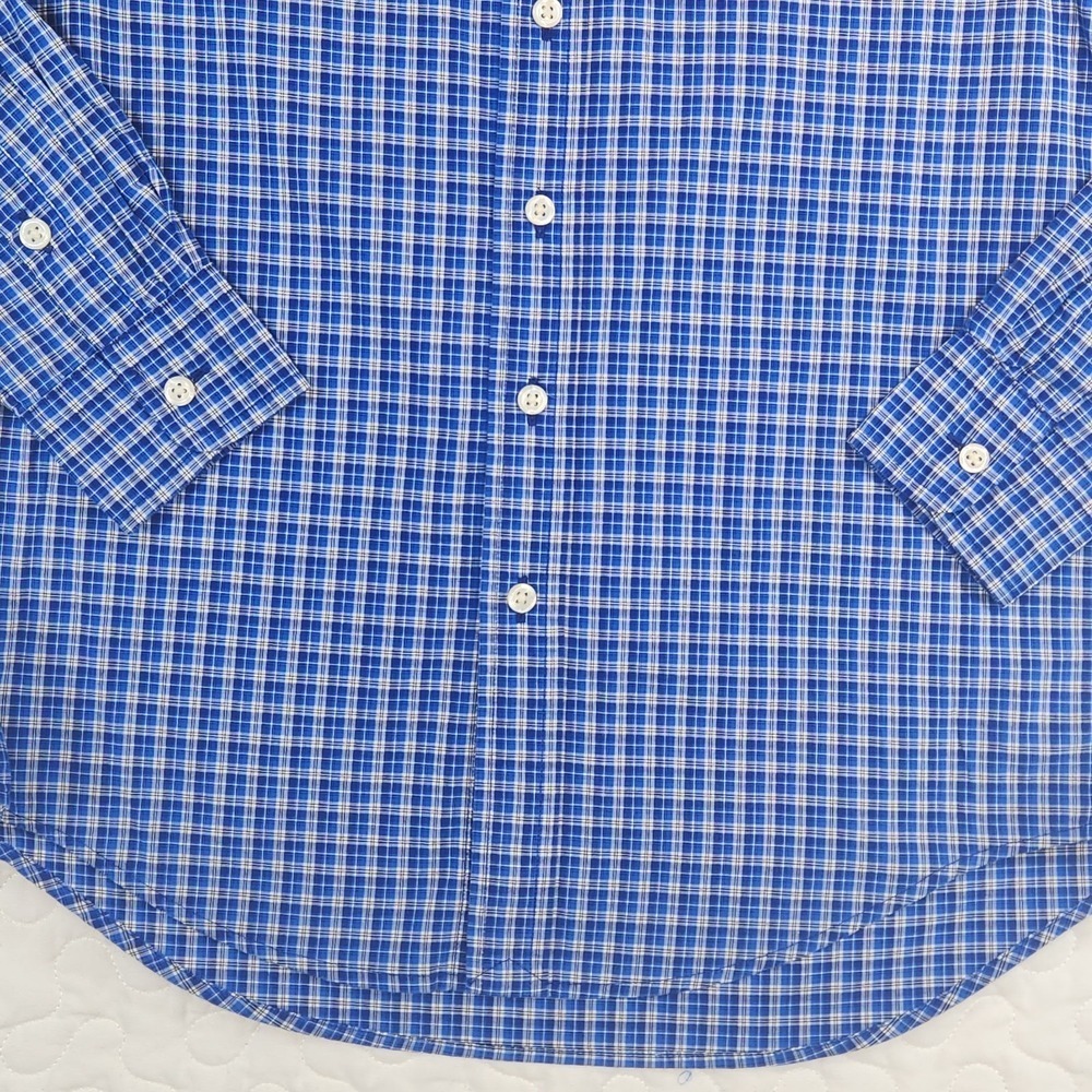 NEW Ralph Lauren BOYS Plaid Stretch Cotton Button Up Down Shirt Blue M 10 12 L/S - Picture 3 of 8